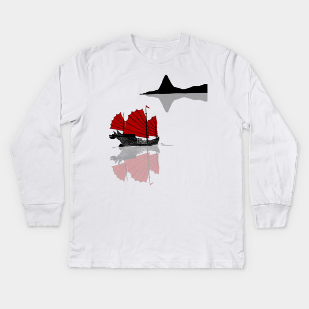 Chinese Junk Ship Kids Long Sleeve T-Shirt by H. R. Sinclair