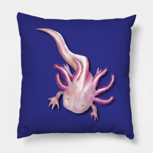 Illustrated Albino Axolotl Pillow