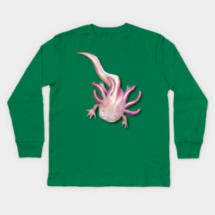 Illustrated Albino Axolotl Kids Long Sleeve T-Shirt