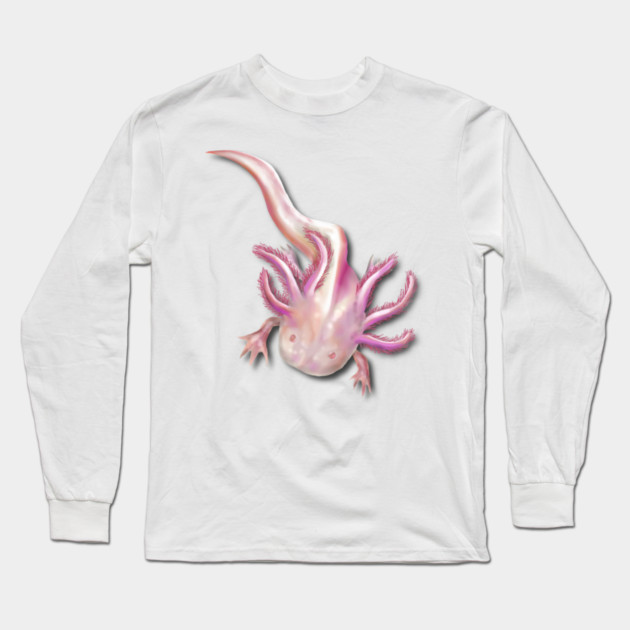 Illustrated Albino Axolotl Long Sleeve T-Shirt by H. R. Sinclair