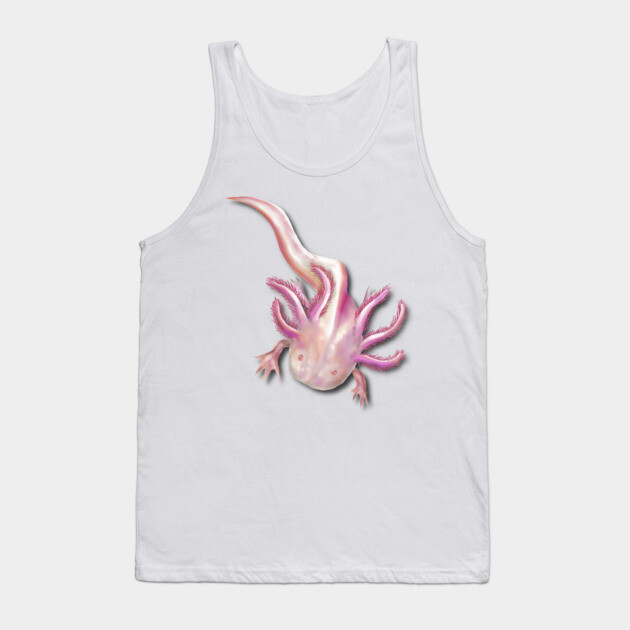 Illustrated Albino Axolotl Tank Top by H. R. Sinclair