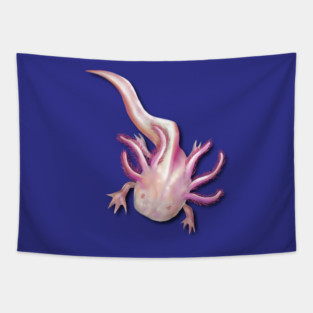 Illustrated Albino Axolotl Tapestry