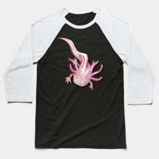 Illustrated Albino Axolotl Baseball T-Shirt