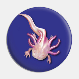 Illustrated Albino Axolotl Pin