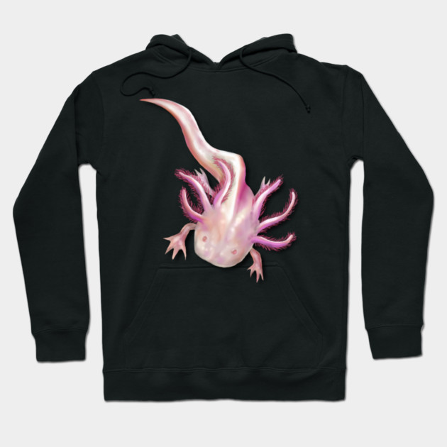 Illustrated Albino Axolotl Hoodie by H. R. Sinclair