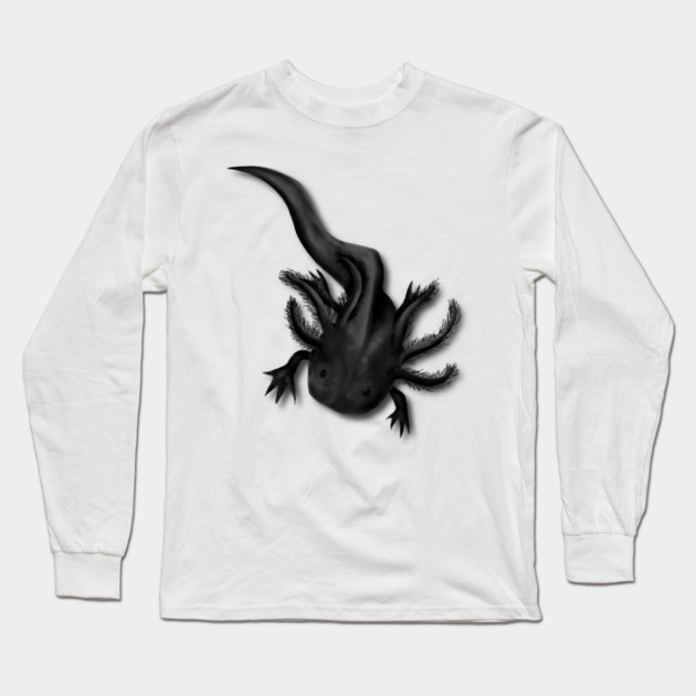Illustrated Melanoid Axolotl Long Sleeve T-Shirt by H. R. Sinclair