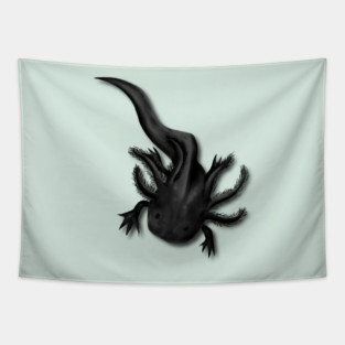 Illustrated Melanoid Axolotl Tapestry