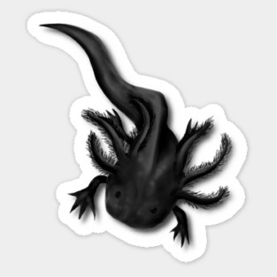 Illustrated Melanoid Axolotl Sticker