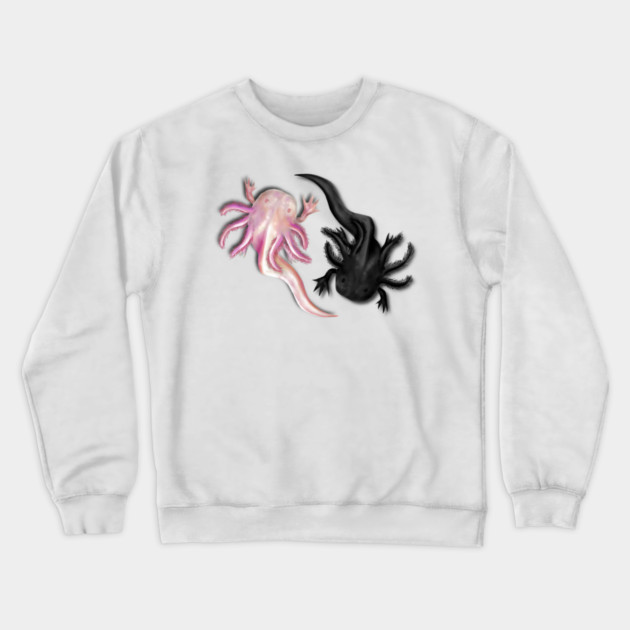 Black and White Axolotls Art Crewneck Sweatshirt by H. R. Sinclair