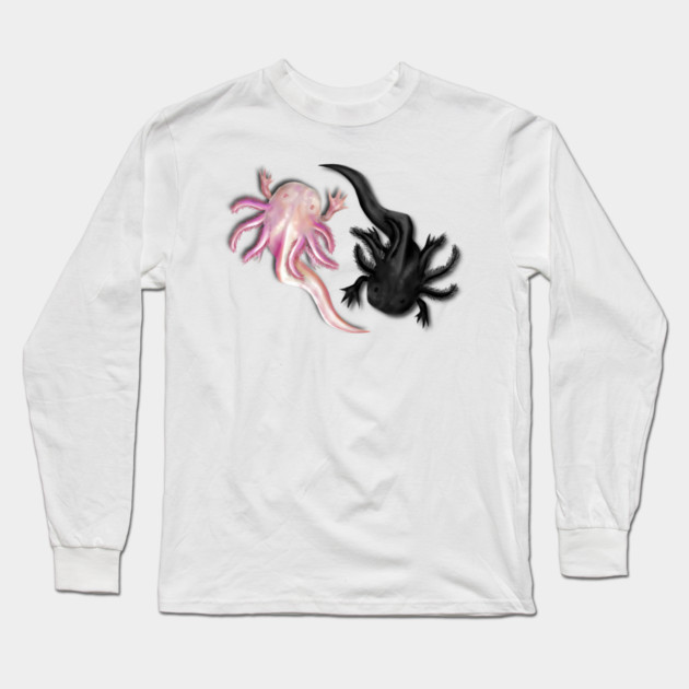 Black and White Axolotls Art Long Sleeve T-Shirt by H. R. Sinclair