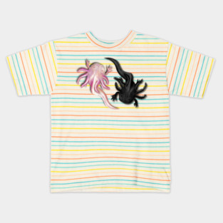 Black and White Axolotls Art Kids T-Shirt