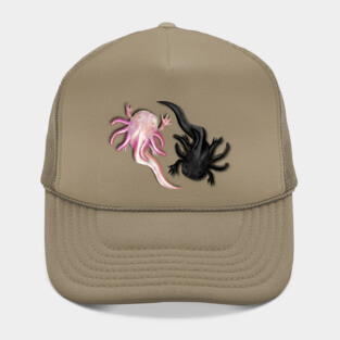 Black and White Axolotls Art Hat