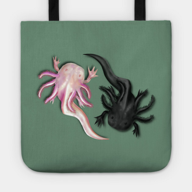 Black and White Axolotls Art Tote by H. R. Sinclair