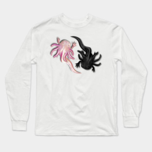 Black and White Axolotls Art Long Sleeve T-Shirt