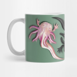 Black and White Axolotls Art Mug