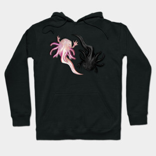 Black and White Axolotls Art Hoodie