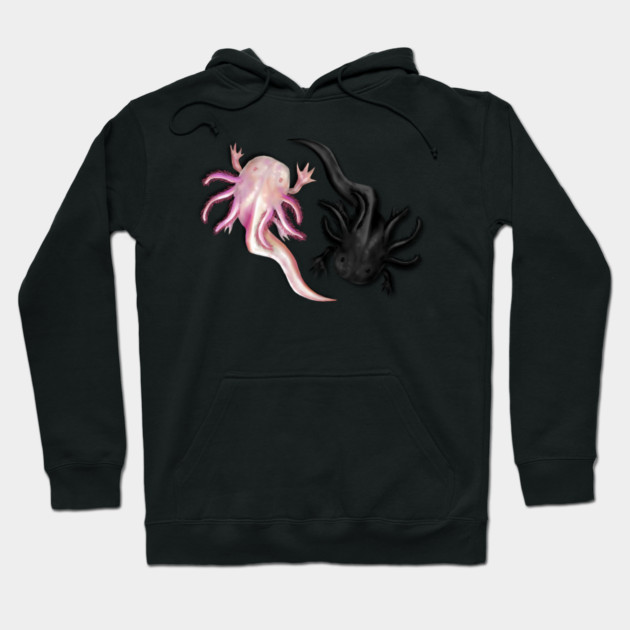 Black and White Axolotls Art Hoodie by H. R. Sinclair