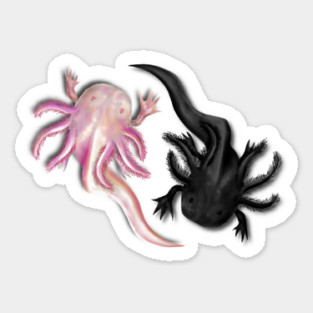 Black and White Axolotls Art Sticker