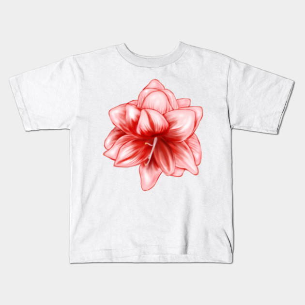 Vintage-look Pink and White Amaryllis Kids T-Shirt by H. R. Sinclair