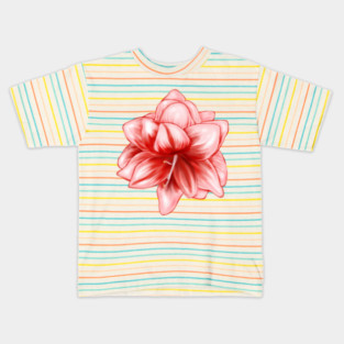 Vintage-look Pink and White Amaryllis Kids T-Shirt