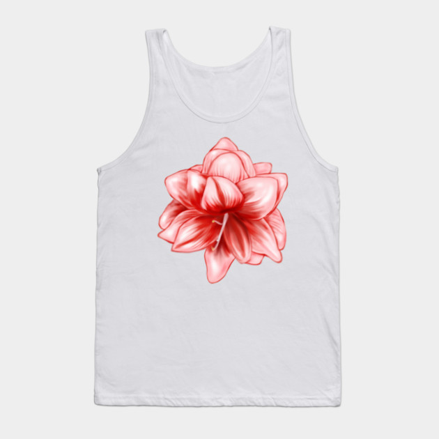 Vintage-look Pink and White Amaryllis Tank Top by H. R. Sinclair