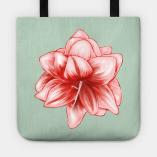Vintage-look Pink and White Amaryllis Tote