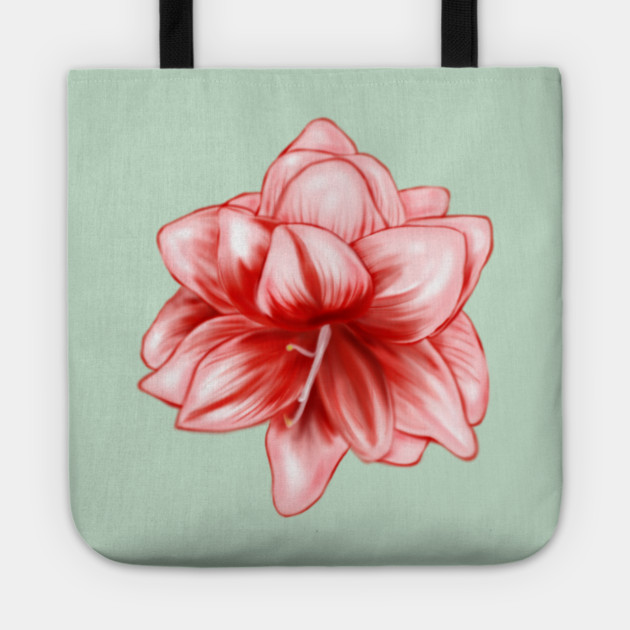 Vintage-look Pink and White Amaryllis Tote by H. R. Sinclair