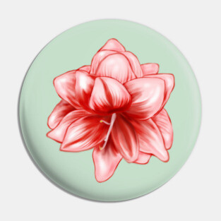 Vintage-look Pink and White Amaryllis Pin