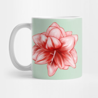 Vintage-look Pink and White Amaryllis Mug