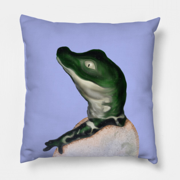 Cute Baby Alligator Digital Art Pillow by H. R. Sinclair