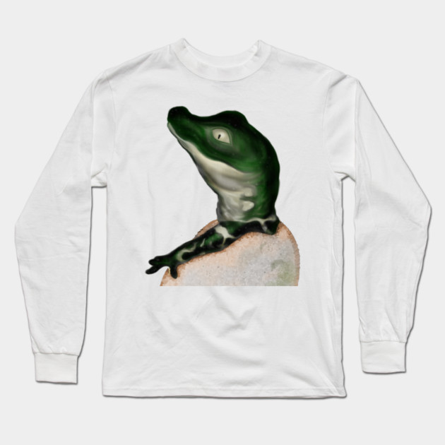 Cute Baby Alligator Digital Art Long Sleeve T-Shirt by H. R. Sinclair
