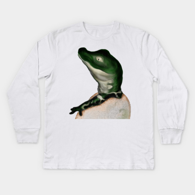 Cute Baby Alligator Digital Art Kids Long Sleeve T-Shirt by H. R. Sinclair
