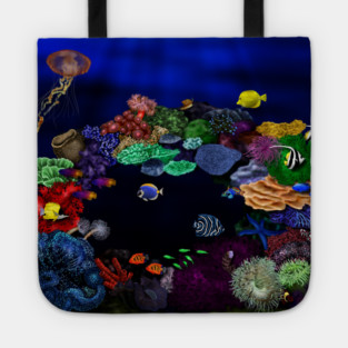 Colorful Coral & Fish Reef Art Tote
