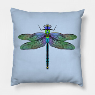 Colorful Emperor Dragonfly Art Pillow