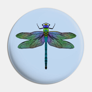 Colorful Emperor Dragonfly Art Pin