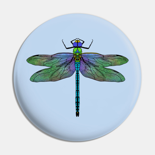 Colorful Emperor Dragonfly Art Pin by H. R. Sinclair
