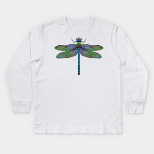 Colorful Emperor Dragonfly Art Kids Long Sleeve T-Shirt