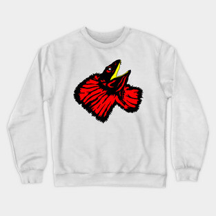 Stylized Neon Red Frilled-neck Lizard Crewneck Sweatshirt
