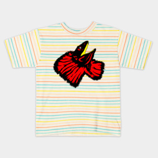 Stylized Neon Red Frilled-neck Lizard Kids T-Shirt
