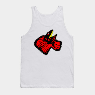 Stylized Neon Red Frilled-neck Lizard Tank Top