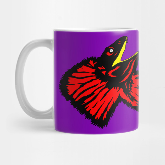 Stylized Neon Red Frilled-neck Lizard by H. R. Sinclair