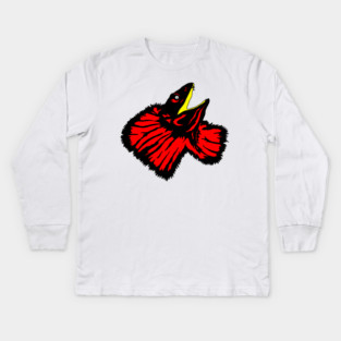 Stylized Neon Red Frilled-neck Lizard Kids Long Sleeve T-Shirt