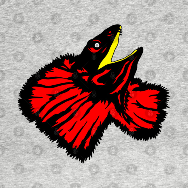 Stylized Neon Red Frilled-neck Lizard by H. R. Sinclair