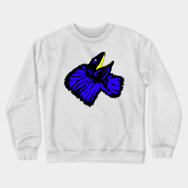 Stylized Neon Blue Frilled-neck Lizard Crewneck Sweatshirt by H. R. Sinclair
