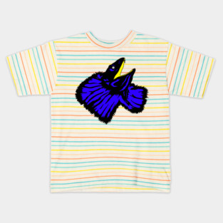 Stylized Neon Blue Frilled-neck Lizard Kids T-Shirt