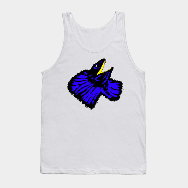 Stylized Neon Blue Frilled-neck Lizard Tank Top by H. R. Sinclair