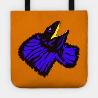 Stylized Neon Blue Frilled-neck Lizard Tote