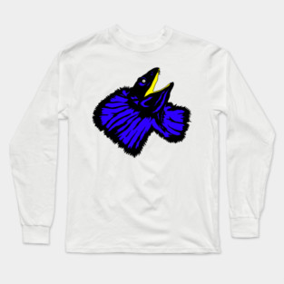 Stylized Neon Blue Frilled-neck Lizard Long Sleeve T-Shirt