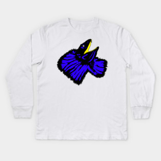 Stylized Neon Blue Frilled-neck Lizard Kids Long Sleeve T-Shirt