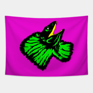 Neon Green Frilled-neck Lizard Tapestry